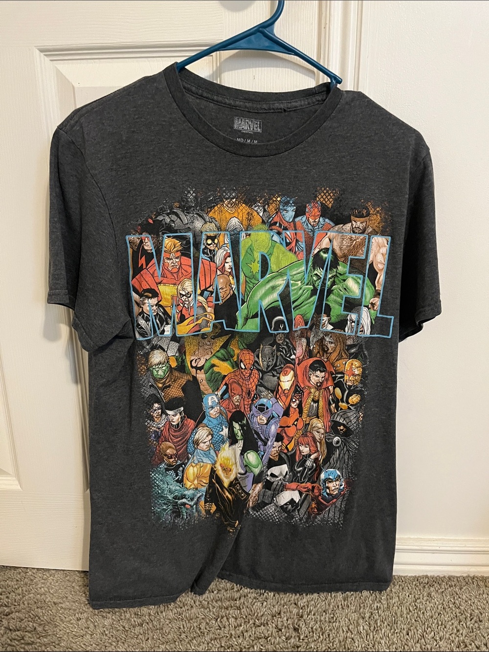 Marvel Multicolor Character Collage Short Sleeve Tee - Charcoal